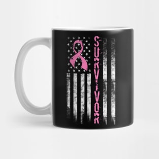 Cool Breast Cancer Survivor Women Pink Flag Mug